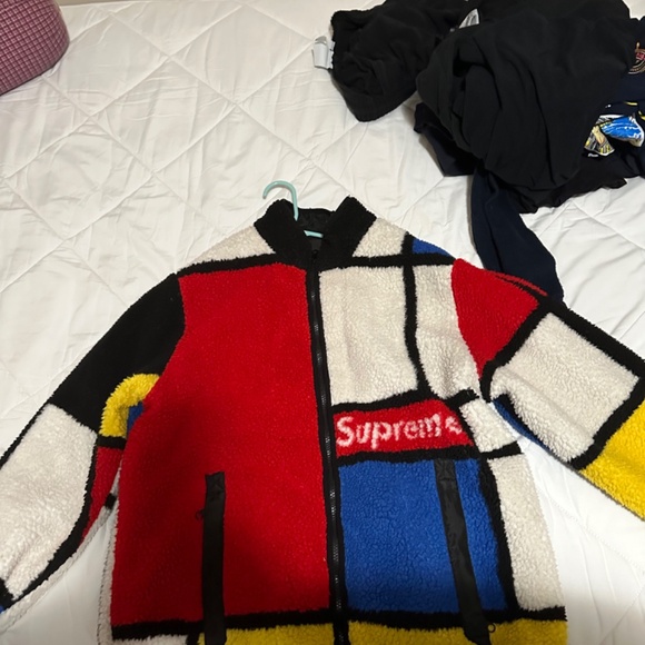 Supreme Reversible Colorblocked Fleece Jacket FW20 Size Large Piet Mondiran - Picture 6 of 6